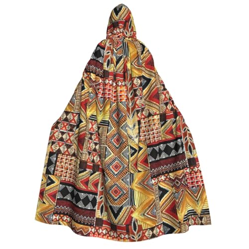 BREAUX Afrikanischer Textil-Patchwork-Druck, Kapuzenumhang, Unisex, Halloween-Umhang, Cosplay-Kostüm von BREAUX