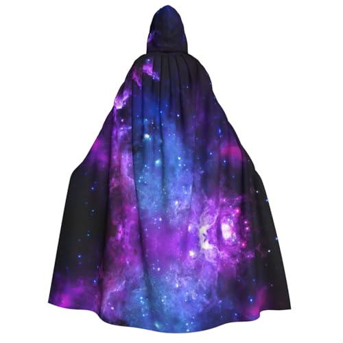 BREAUX Blauer Galaxie-Druck, Kapuzenumhang für Erwachsene, Unisex, Halloween-Umhang, Cosplay-Kostüm von BREAUX