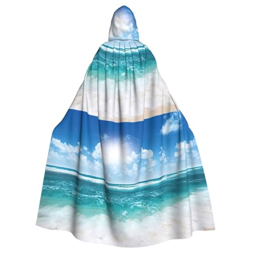 BREAUX Blue Sky Tropical Seascape Print Hooded Poncho Unisex Hooded Poncho Poncho with Hood Halloween Adult Hooded Poncho von BREAUX