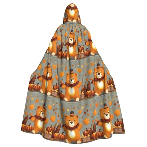 BREAUX Dancing Thanksgiving Bears Print Hooded Poncho Unisex Hooded Poncho with Hood Halloween Adult Hooded Poncho von BREAUX