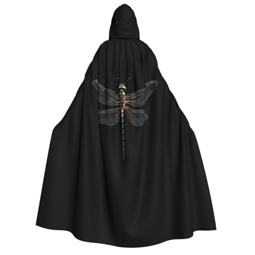 BREAUX Dragonfly schwarzer Druck Erwachsene Kapuzenumhang Kapuzenumhang Unisex Umhang Halloween Umhang Cosplay Kostüm von BREAUX