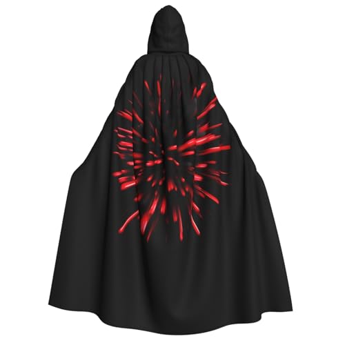 BREAUX Explosion Burst Rot und Schwarz Druck Erwachsene Kapuzenumhang Kapuzenumhang Unisex Umhang Halloween Umhang Cosplay Kostüm von BREAUX