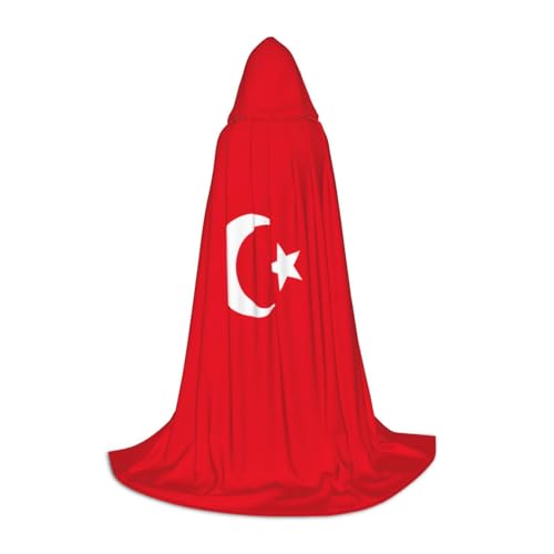 BREAUX Gemütlicher Kapuzenumhang mit Flagge der Türkei – stilvoller Kapuzenumhang für Damen und Herren, kann für Karneval verwendet werden von BREAUX