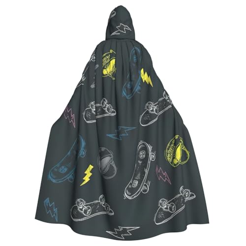 BREAUX Graffiti Skateboard Print Kapuzenponcho Unisex Kapuzenponcho Poncho mit Kapuze Halloween Erwachsene Kapuzenponcho von BREAUX