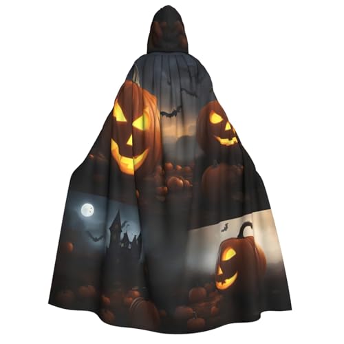 BREAUX Halloween-Kürbis-Druck, Erwachsenen-Umhang, Kapuzenumhang, Unisex-Umhang, Halloween-Umhang, Cosplay-Kostüm von BREAUX