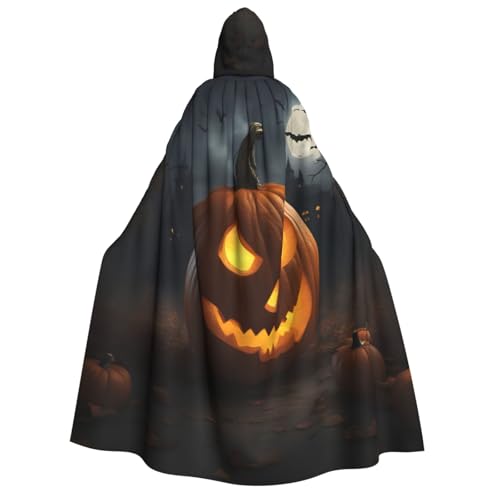 BREAUX Halloween-Kürbis-Druck, Erwachsenen-Umhang, Kapuzenumhang, Unisex-Umhang, Halloween-Umhang, Cosplay-Kostüm von BREAUX