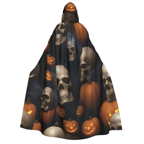 BREAUX Halloween Totenkopf Druck Erwachsene Kapuzenumhang Kapuzenumhang Unisex Umhang Halloween Umhang Cosplay Kostüm von BREAUX