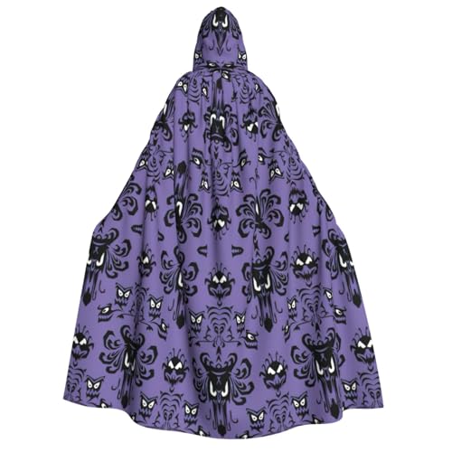 BREAUX Horror-Muster auf violettem Hintergrund, Erwachsenen-Umhang, Kapuzenumhang, Unisex-Umhang, Halloween-Umhang, Cosplay-Kostüm von BREAUX