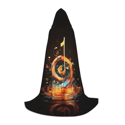 BREAUX Kapuzenumhang mit Musik-Symbol-Druck, Uni, volle Länge, Kapuzenumhang, Ball-Comic-Kostüm BREAUX Kapuzenumhang mit Musik-Symbol-Druck, Uni, volle Länge, Kapuzenumhang, Ball-Comic-Kostüm von BREAUX
