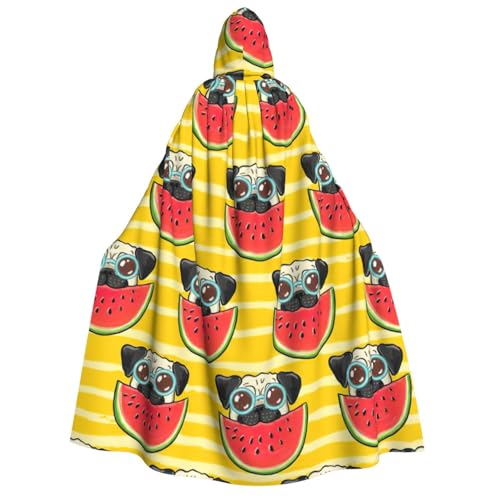 BREAUX Lustiger französischer Bullfighting Wassermelone Druck Erwachsene Kapuzenumhang Kapuzenumhang Unisex Umhang Halloween Umhang Cosplay Kostüm von BREAUX