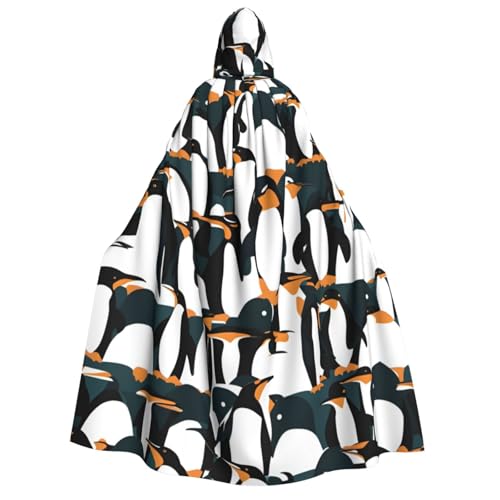 BREAUX Niedlicher Pinguin-Tiermuster-Druck, Erwachsenen-Kapuzenumhang, Kapuzenumhang, Unisex-Umhang, Halloween-Umhang, Cosplay-Kostüm von BREAUX