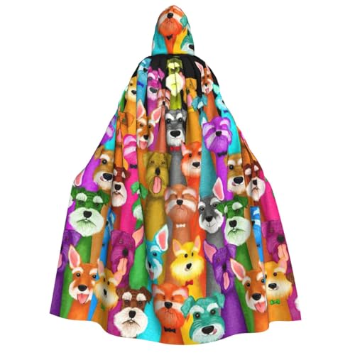 BREAUX Oil Cute Schnauzer Hunde Print Erwachsene Kapuzenumhang Kapuzenumhang Unisex Umhang Halloween Umhang Cosplay Kostüm von BREAUX