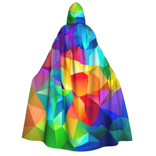 BREAUX Regenbogen, geometrischer Druck, Erwachsenen-Umhang, Kapuzenumhang, Unisex, Halloween-Umhang, Cosplay-Kostüm von BREAUX