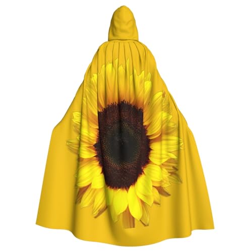 BREAUX Sonnenblumen-Hintergrund Druck Kapuzenponcho Unisex Kapuzenponcho Poncho mit Kapuze Halloween Erwachsene Kapuzenponcho von BREAUX