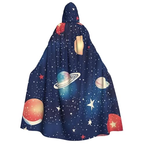 BREAUX Sternenhimmel-Universum Weltraumdruck Erwachsenen-Umhang mit Kapuze, Kapuzenumhang, Unisex, Umhang, Halloween-Umhang, Cosplay-Kostüm von BREAUX