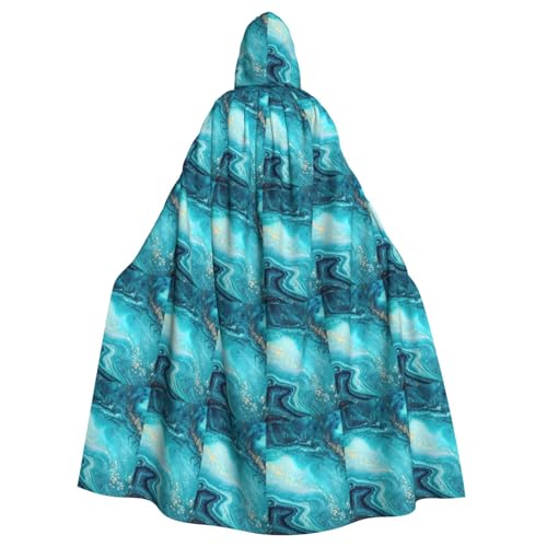 BREAUX Stone Blue Gold Marble Print Hooded Poncho Unisex Hooded Poncho Poncho with Hood Halloween Adult Hooded Poncho von BREAUX