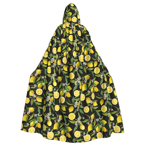 BREAUX Yellow Lemon Print Hooded Poncho Unisex Hooded Poncho Poncho with Hood Halloween Adult Hooded Poncho von BREAUX