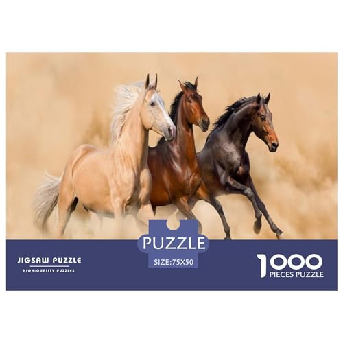 Kreatives Pferde-Tier-Geschenk aus Holz, 1000 Teile, Puzzle für Erwachsene, rechteckiges Puzzle, Gehirnübungs-Herausforderungsspiel, 1000 Teile (75 x 50 cm) von BREAUX