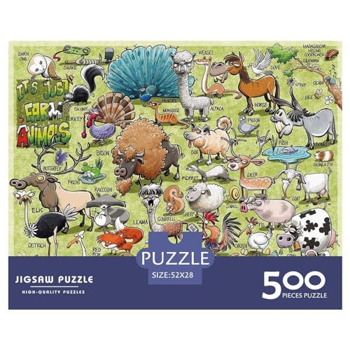 Puzzle für Erwachsene, 500 Teile, Bauernhoftiere, kreatives rechteckiges Puzzle, Dekomprimierungsspiel, 500 Teile (52 x 38 cm) von BREAUX