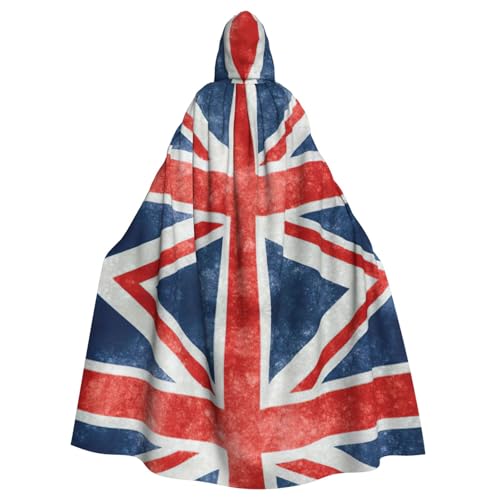 The Union Flag Pattern Print Uni Erwachsene Kapuzenumhang mit Fliege, übergroßes Halloween-Kostüm-Umhang, Rollenspiel von BREAUX