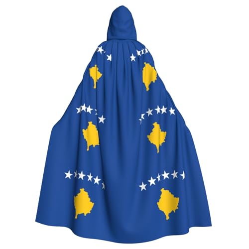 Umhang mit Kapuze für Erwachsene, Motiv: Flagge des Kosovo, Party-Dekoration, geeignet für Karneval, Rollenspiele, Verkleidungen und Mottopartys von BREAUX