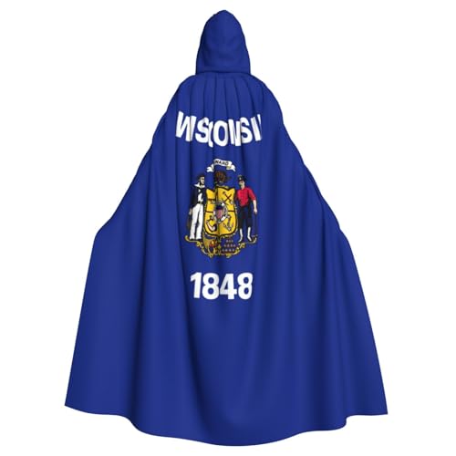 Wisconsin State Flag Print Adult Hooded Cape, Party-Dekoration, passend für Karneval, Rollenspiele, Verkleidungen Mottopartys von BREAUX