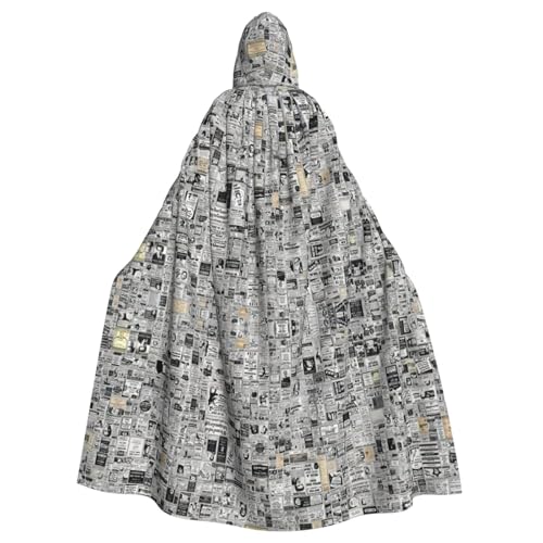 Zeitung HD-Druck Uni Erwachsene Kapuzenumhang mit Fliege, übergroßes Halloween-Kostüm, Umhang, Rollenspiel Zeitung HD-Druck Uni Erwachsene Kapuzenumhang mit Fliege, übergroßes Halloween-Kostüm, Umhang, Rollenspiel von BREAUX