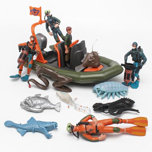 BRETOYIN Taucher-Spielzeug-Set, 13-teilig, U-Boot-Spielzeug, Unterwasser-Schwimmer, Actionfiguren, realistische Taucher-Figuren, die nicht in der Lage sind, zu fliegen von BRETOYIN