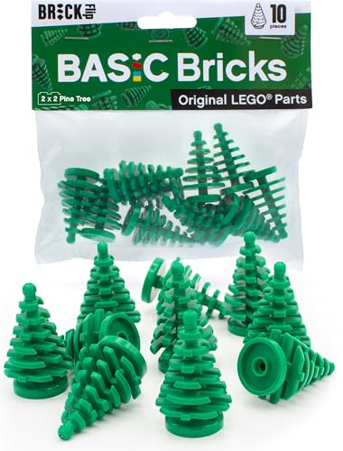 Lego Bäume Grün, 10 Stück - Lego Tannenbaum Set für deinen Lego Wald und Lego Landschaft, Lego Zubehör, Lego Bäume und Büsche Set, 2x2 Lego Baum | Basic Bricks (‎2435) von BRICK Flip