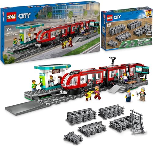 Lego City Straßenbahn mit Haltestelle (60423): Lego Straßenbahn mit Lego Schienen Erweiterung (60205) – Teil der Lego City Neuheiten 2024, Lego Bahn mit Bahnhof und Lego City Schienen von BRICK Flip