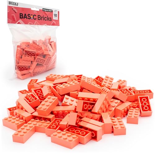 Lego Steine Classic, Coral (rosa/pink), 2x4 Bausteine, 100 Stück - Einzelteile Starterset oder Erweiterung für Legosteine Box und Lego Platte | Basic Bricks (3001) von BRICK Flip