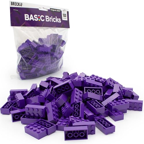 Lego Steine Classic, Dunkelviolett (Violett/Lila), 2x4 Bausteine, 100 Stück - Einzelteile Starterset oder Erweiterung für Legosteine Box und Lego Platte | Basic Bricks (3001) von BRICK Flip