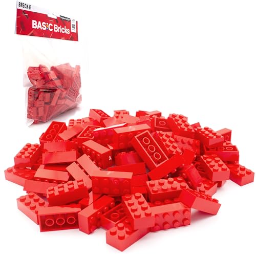 Lego Steine Classic, Rot, 2x4 Bausteine, 100 Stück - Einzelteile Starterset oder Erweiterung für Legosteine Box und Lego Platte | Basic Bricks (3001) von BRICK Flip