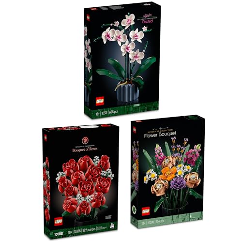Lego Blumen 3er Set: 10280 Blumenstrauß & 10311 Orchidee & 10328 Rosenstrauß | Botanical Collection | Icons von BRICK Flip