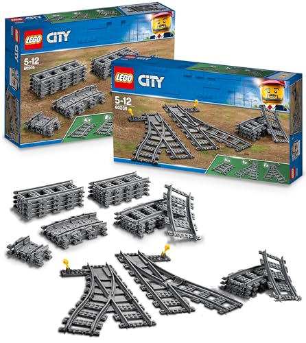 LEGO City Schienen & Weichen Kombi (60205 + 60238), Eisenbahn Erweiterung (LEGO Train Expansion), Zubehör für Zug Elektrisch von BRICK Flip