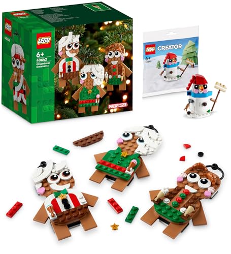 Lego Lebkuchenmännchen - Lego Christbaumanhänger (Lego 40642), Weihnachtsdeko Lego inkl. festliches Polybag-Geschenk, Lego Weihnachtsbaum Anhänger mit Schneemann, Lego Weihnachten 2024 von BRICK Flip