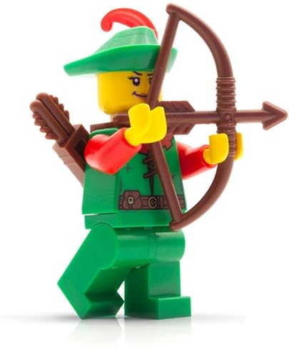 Lego Ritter Figuren Set: Forestwoman #1 mit Bogen – Erweitere Deine Lego Ritterburg mit Ritter Lego Minifiguren, Lego Knights mit Lego Waffen von BRICK Flip