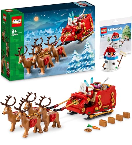 Lego Schlitten des Weihnachtsmanns – Lego Weihnachtsmann Set, Christmas Set für Dein Weihnachtsdorf mit Lego Santa/Nikolaus (40499) inkl. festliches Polybag-Geschenk von BRICK Flip