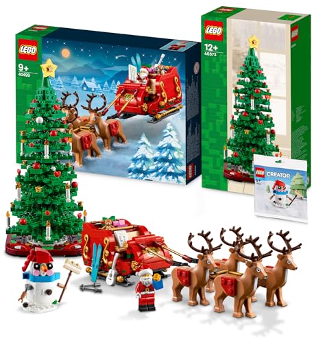 Lego Weihnachten 2024 Bundle – Lego Weihnachtsbaum & Schlitten des Weihnachtsmannns (40499 & 40573), Christmas Tree Lego Weihnachtsset, Lego Winter inkl. Weihnachtsmann/Nikolaus von BRICK Flip