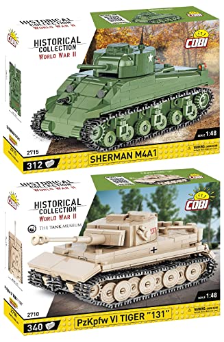 BRICKCOMPLETE COBI 2er Set: 2710 Panzer VI Tiger 131 & 2715 Sherman M4A1 von BRICKCOMPLETE