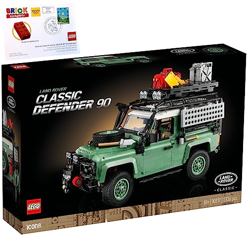 Lego 2er Set: 10317 Klassischer Land Rover Defender 90 & FDC First Day Cover/Erstagsbrief mit Sonderstempel / 90 Jahre Lego Edition von BRICKCOMPLETE