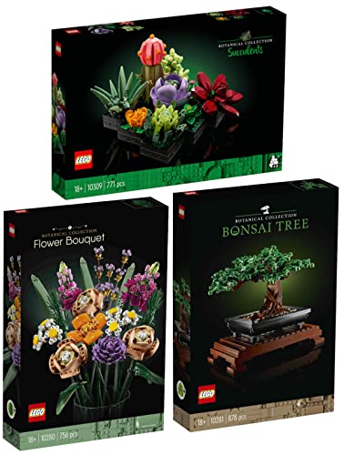 Lego 3er Set: 10309 Sukkulenten, 10281 Bonsai Baum & 10280 Blumenstrauß von BRICKCOMPLETE