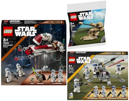 Lego 3er Set: 75378 Flucht mit dem BARC Speeder, 75345 501st Clone Troopers Battle Pack & 30680 AAT von BRICKCOMPLETE