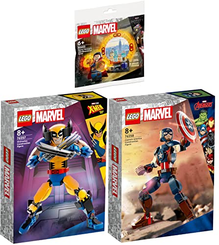 Lego 3er Set: 76257 Wolverine Baufigur, 76258 Captain America Baufigur & 30652 Das Dimensionsportal von Doctor Strange von BRICKCOMPLETE