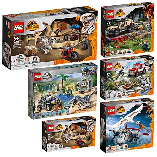 Lego 6er Set: 75935 Baryonyx Kräftemessen, 76945 Atrociraptor, 76946 Blue & Beta in der Velociraptor-Falle, 76947 Quetzalcoatlus, 76948 T. Rex & Atrociraptor & 76951 Pyroraptor & Dilophosaurus von BRICKCOMPLETE