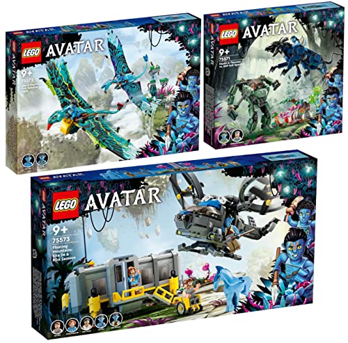 Lego Avatar 3er Set: 75571 Neytiri und Thanator vs. Quaritch im MPA, 75572 Jakes und Neytiris erster Flug auf einem Banshee & 75573 Schwebende Berge: Site 26 und RDA Samson von BRICKCOMPLETE