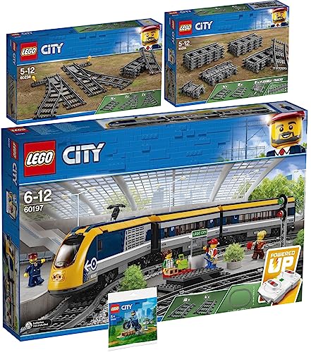 Lego City 4er Set: 60197 Personenzug, 60205 Schienen, 60238 Weichen & 30638 Fahrradtraining der Polizei (Polybag) von BRICKCOMPLETE