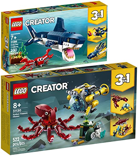 Lego Creator 2er Set: 31130 Schatzsuche am Meeresgrund & 31088 Bewohner der Tiefsee von BRICKCOMPLETE