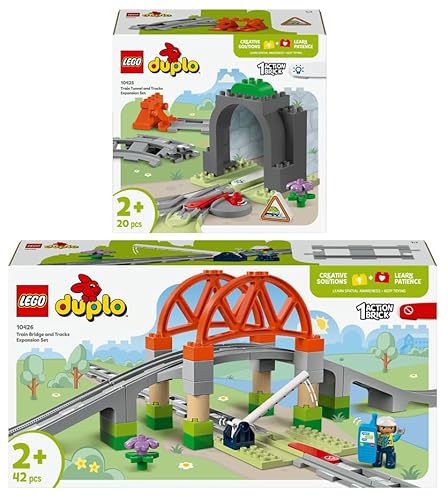 Lego DUPLO Eisenbahn Erweiterungsset: 10425 Eisenbahntunnel und Schienen & 10426 Eisenbahnbrücke und Schienen von BRICKCOMPLETE