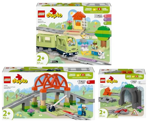 Lego DUPLO Eisenbahn Set: 10427 Interaktive Abenteuer-Eisenbahn, 10426 Eisenbahnbrücke und Schienen & 10425 Eisenbahntunnel und Schienen von BRICKCOMPLETE